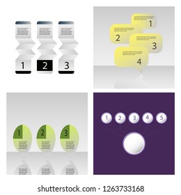 Set of Abstract infographics number options template. Vector illustration. Can be used for workflow layout, diagram, business step options, banner, web design.