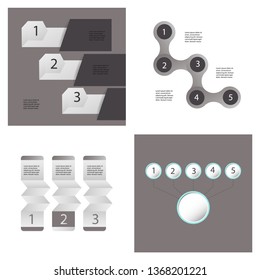 Set of Abstract infographics number options template. Vector illustration. Can be used for workflow layout, diagram, business step options, banner, web design.
