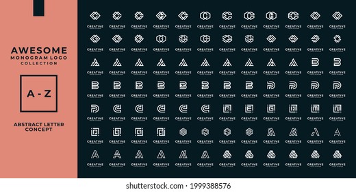 Set of abstract initial a-z.monogram logo design, icons for business of luxury,elegant and random.