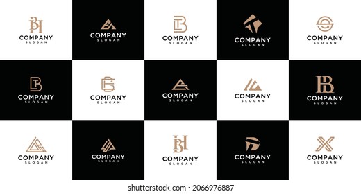 Set of abstract initial a-z.monogram logo design, icons for business of luxury,elegant and random.