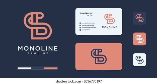 Set of abstract initial b and s or b s monogram logo design, icons for business of luxury,elegant.