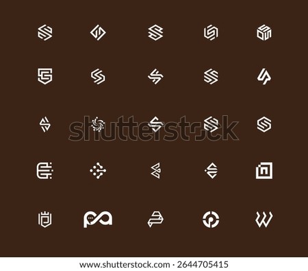 Set of abstract initial letter a-z.monogram logo design, icons for business of luxury,elegant and random