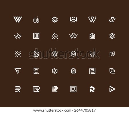 Set of abstract initial letter a-z.monogram logo design, icons for business of luxury,elegant and random