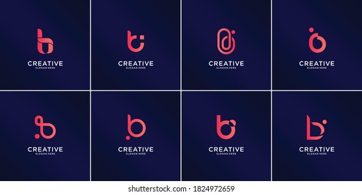 Set of abstract initial letter B logo design template,dot,technology icons for business of luxury, elegant, simple. Premium Vector
