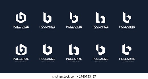 Set of abstract initial letter B logo design template. icons for business of building, construction