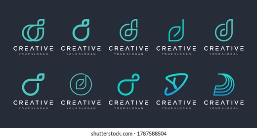 Set of abstract initial letter D logo design template. icons for business of luxury, elegant, simple.