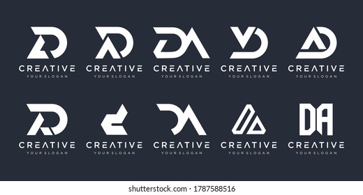 Set of abstract initial letter D, A logo design template. icons for business of fashion, sport, automotive, simple.