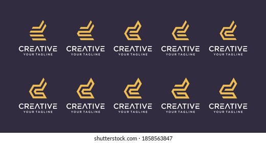 Set of abstract initial letter d logo template. icons for business of fashion, digital, technology,