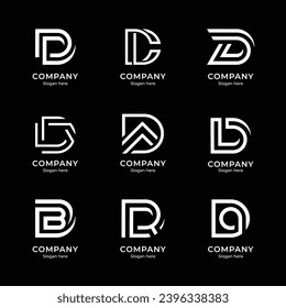 Set of abstract initial letter D logo templates. icons for business of fashion, digital, technology