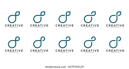 Set of abstract initial letter D logo design. Premium Vector