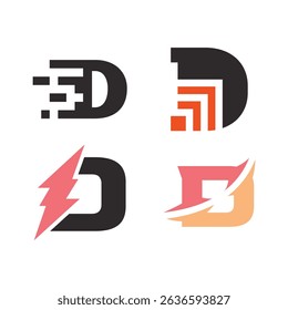 Set of Abstract Initial Letter D Logo Design. 