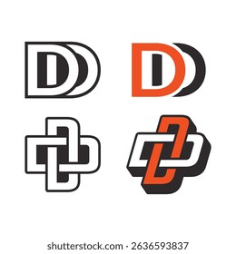 Set of Abstract Initial Letter D Logo Design. 