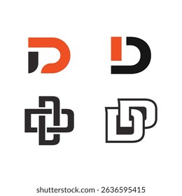 Set of Abstract Initial Letter D Logo Design. 