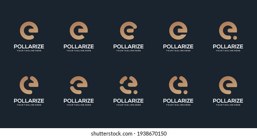 Set of abstract initial letter E logo design template. icons for business of digital, technology