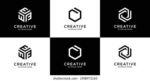 Conjunto de letras iniciales abstractas de la plantilla de logotipo. iconos para negocios de lujo, elegante, sencillo