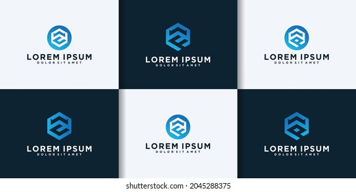 Set of abstract initial letter f logo template