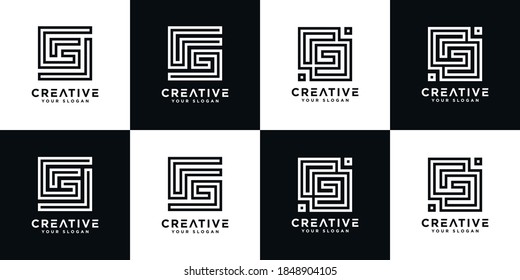 Set of abstract initial letter g, logo design template. icons for business of luxury,elegant,simple.