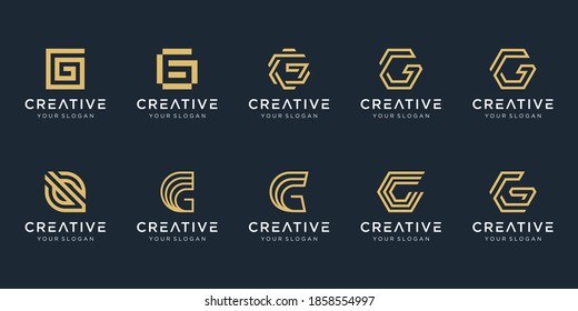 Set of abstract initial letter G logo template. icons for business of fashion, digital, technology