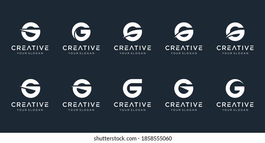 Set of abstract initial letter G logo template. icons for business of fashion, automotive, financial