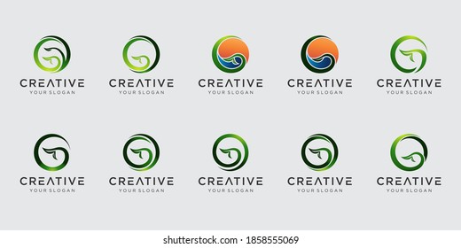 Set of abstract initial letter G logo template. icons for business of nature, organic