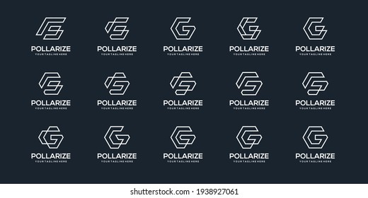 Conjunto de plantillas de diseño de logotipo G de letras iniciales abstractas. iconos para el negocio de la tecnología digital