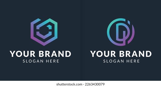 Set of abstract initial letter G logo template. icons for business of fashion, digital, technology
