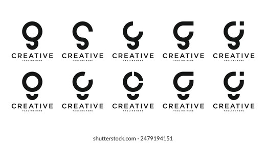 Set of abstract initial letter G logo design. Premium Vector