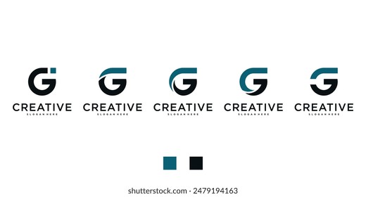 Set of abstract initial letter G logo design. Premium Vector