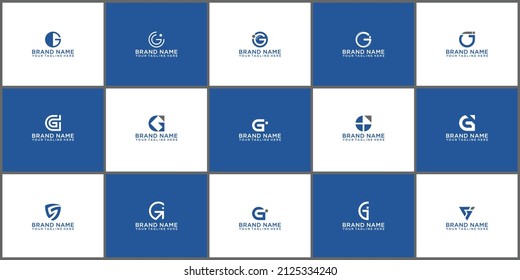 Set of abstract initial letter GJ JG or G logo template Premium Vector