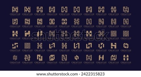 Set of abstract initial letter H logo template