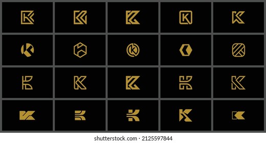 Conjunto de letras iniciales abstractas K iconos de diseño de logotipo para negocios de lujo elegante simple