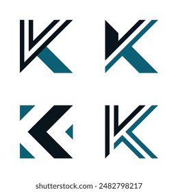 Set of abstract initial letter K logo design. Premium Vector