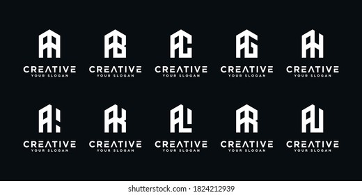 Set of abstract initial letter a logo template. icons for business of luxury, elegant, simple.