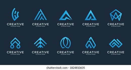 Set von abstraktem Anfangsbuchstaben Ein Logo-Design-Vorlage. Icons für Geschäfte von Luxus, Eleganz, einfach. Premium-Vektorgrafik