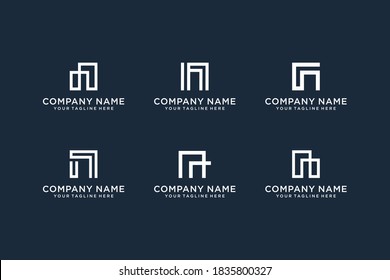 Set of abstract initial letter n logo design template