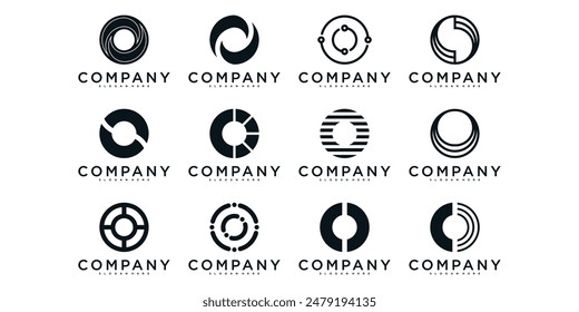 Set of abstract initial letter O logo design. Premium Vector