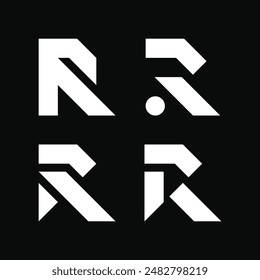 Set of abstract initial letter R logo design. Premium Vector
