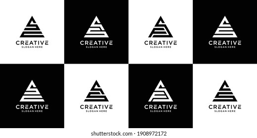 Set of abstract initial letter s triangle logo template. icons for business of luxury, elegant, simple