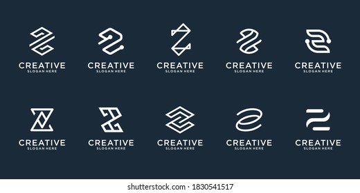 Set of abstract initial letter Z logo design template. icons for business of luxury, elegant, simple. Premium Vector