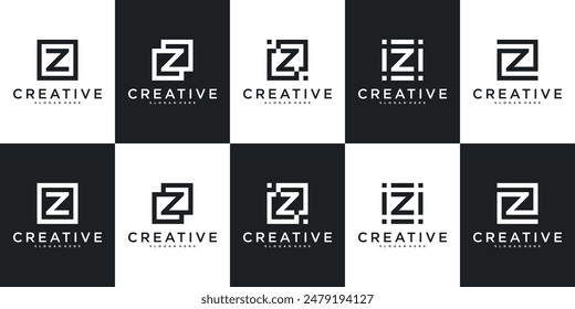Set of abstract initial letter Z logo design. Premium Vector