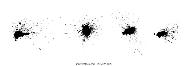 Set of abstract ink blots, stains, drops, splashes. Vector graphics.