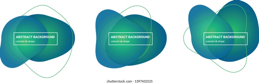 Set of abstract ink shapes background teplates in Emerald, Bahama-Blue colors for banners, flyers, websites, brochures etc.