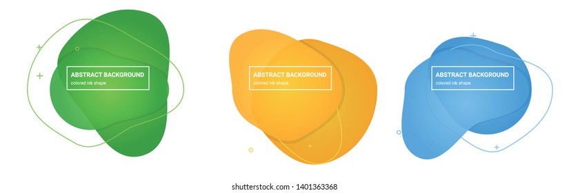 Set of abstract ink shapes background templates in Light-Atlantis, Light-Apple, Light-My-Sin, Light-Sunglow, Light-Picton-Blue, Light-Jordy-Blue gradients colors for logo, flyer, website etc.