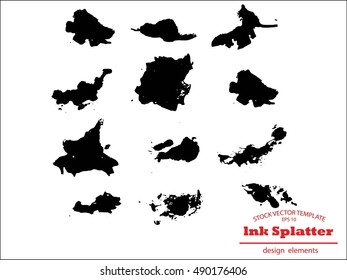 Set of Abstract Ink splash background, grunge vector design template - paint brush