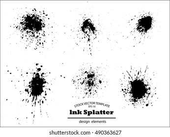 Set of Abstract Ink splash background, grunge vector design template - paint brush 