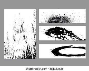 Set of abstract ink and splashes vector banners for web and design. Collection.
