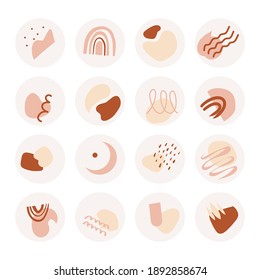 Set of abstract insta highlights. Social media icon collection with blobs, abstract shapes and lines. Hand-drawn modern art 