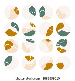 Set of abstract insta highlights. Social media icon collection with blobs, abstract shapes and lines. 