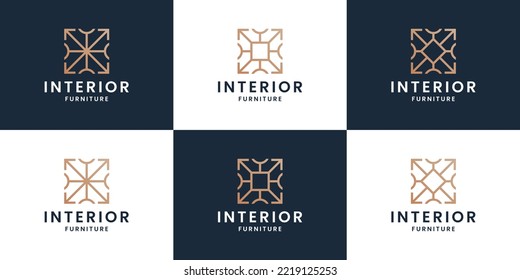 set of abstract interiors logo design home furniture