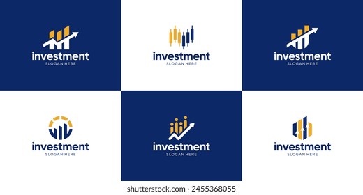 Set of abstract investment, financial and business logo design.